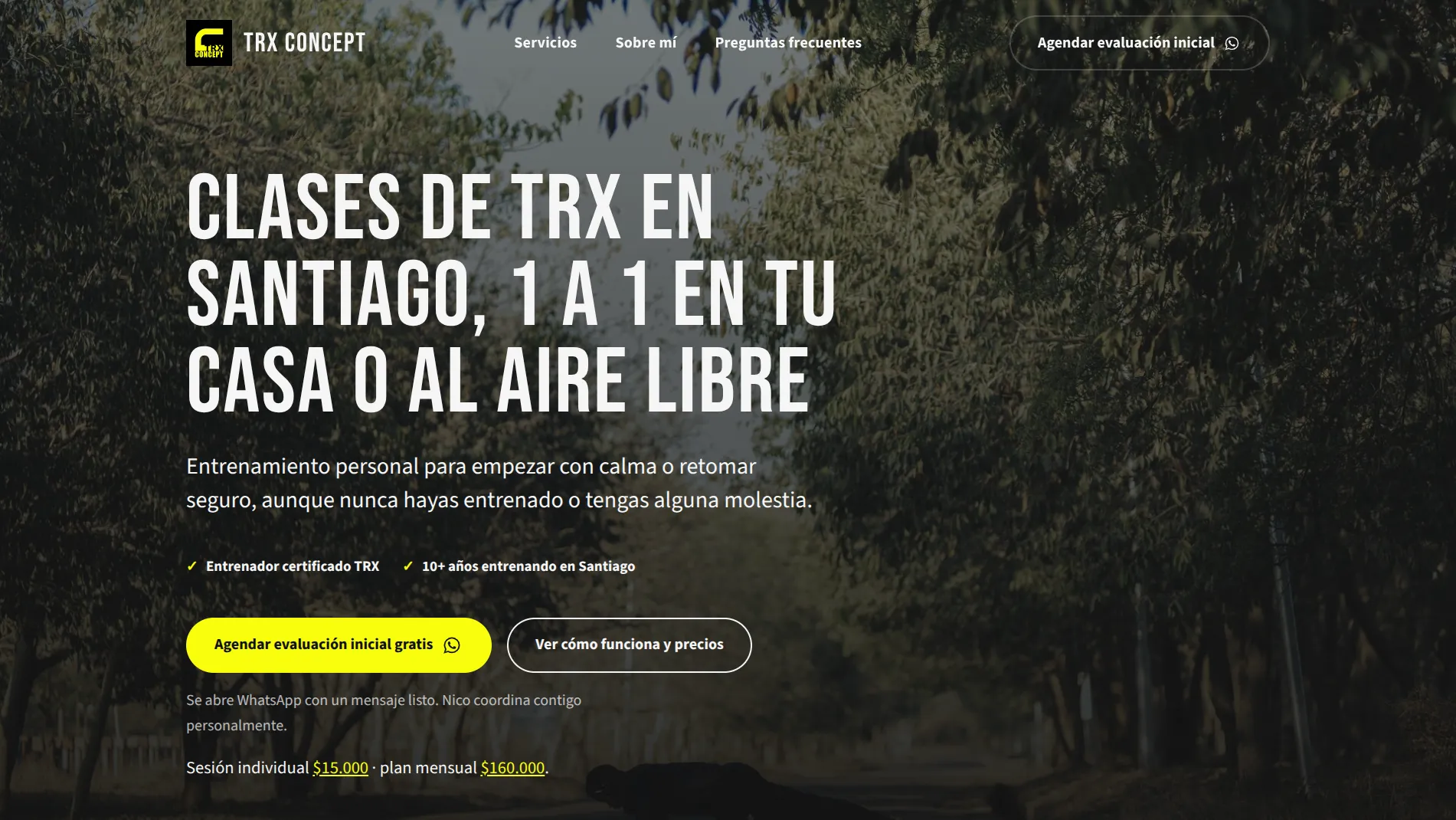 Captura de la página de inicio de trxconcept.cl